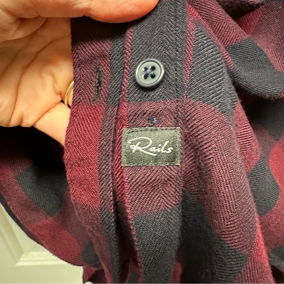 Rails Bianca Rosewood Navy Checkered Button Down Shirt Dress Size Medium - Picture 6 of 10